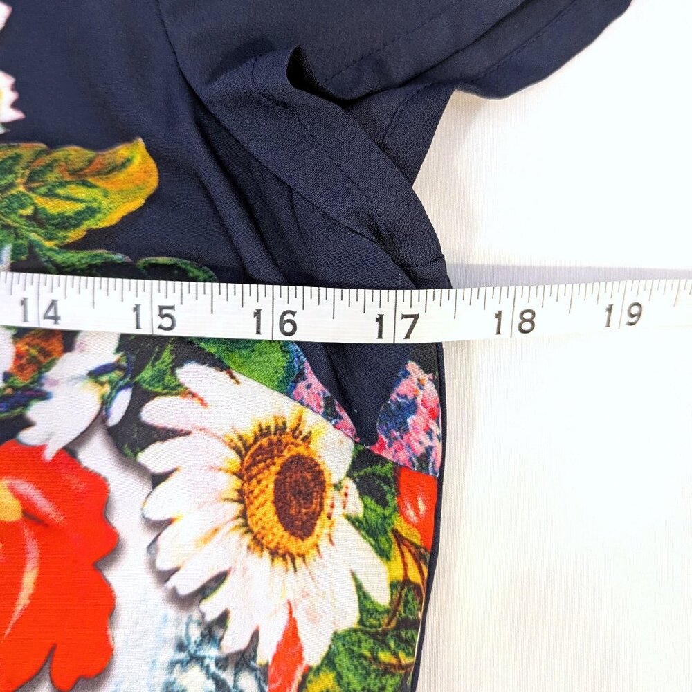 La Chapelle Sport | Short Sleeve Shift Dress Navy Floral | Size FR 38 (US 6) - Picture 10 of 12